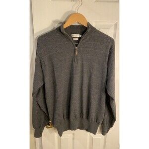 Peter Millar Wool Sweater Mens Medium Gray Striped Merino Soft Comfort